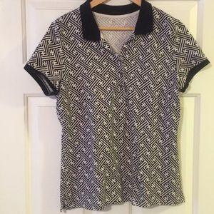 Talbots short sleeve navy print top